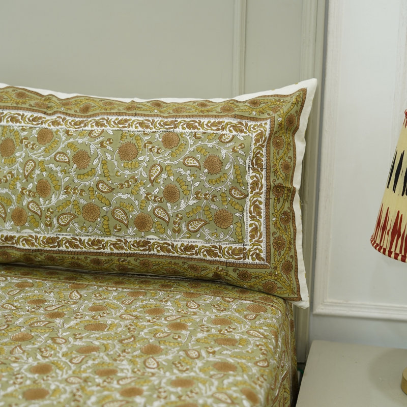Ensemble de draps en coton Fab divine - Drap fait à la main avec housses de coussin assorties - literie de qualité supérieure, Gopi,
