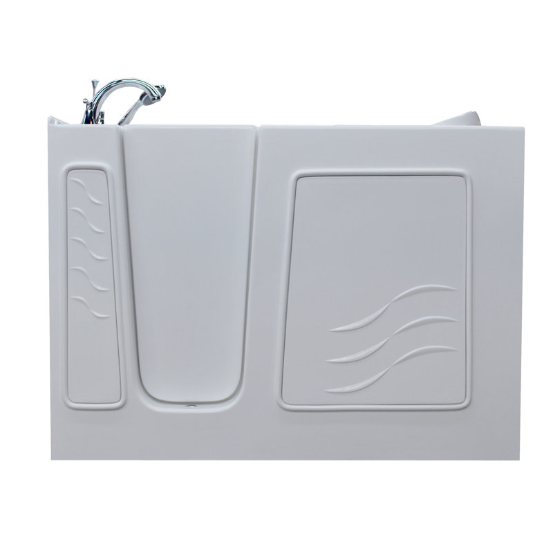 Ashton 52.8'' x 29.5'' Soaking Fiberglass Bathtub with Faucet, White, Left