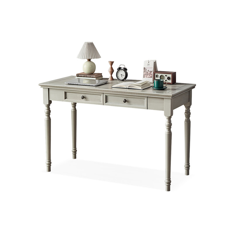Bureau rectangulaire gris en bois massif avec 2 tiroirs, Gris, H 30,31 po x l 43,31 po x P 22,83 po