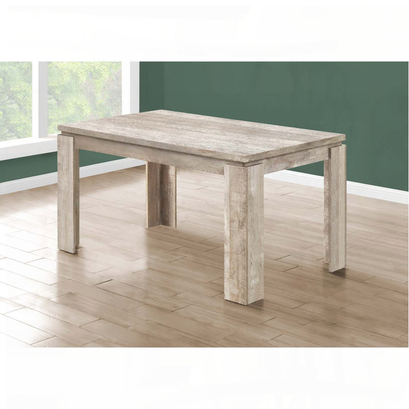 60'' Rectangular Dining Table with Reclaimed Wood Look, Gray