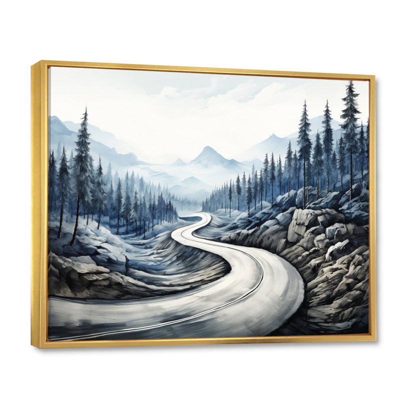 Meandering Road Endless Journey II - Landscapes Wall Decor, Cadre flottant doré, H 16 po x l 32 po x P 1 po