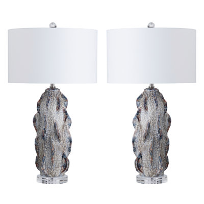 Ceramic, Table Lamp With Hardback Drum Shade