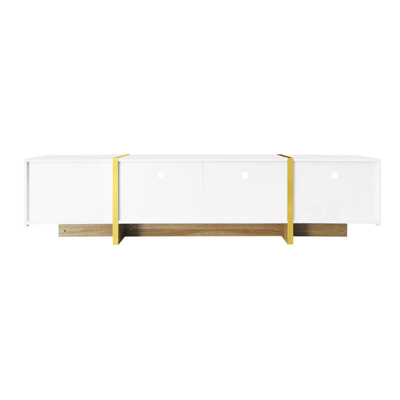 Unfinished TV Stand for TVs up to 85", White/Gold