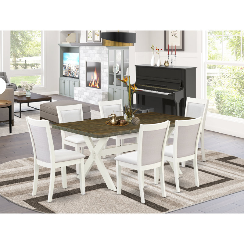 Ensemble de table de salle à manger moderne - une table de salle à manger et des chaises de salle à manger en lin avec dossier élégant