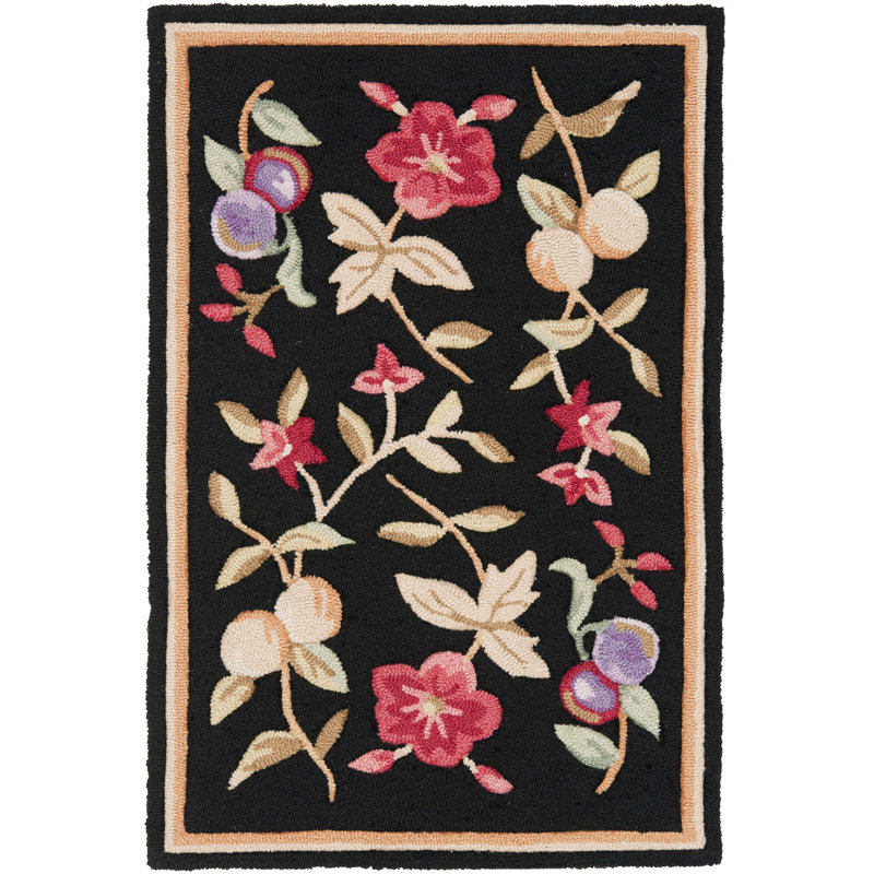 Taran Easy Care Hand Hooked Performance Floral Rug, Rectangle 3' x 5'