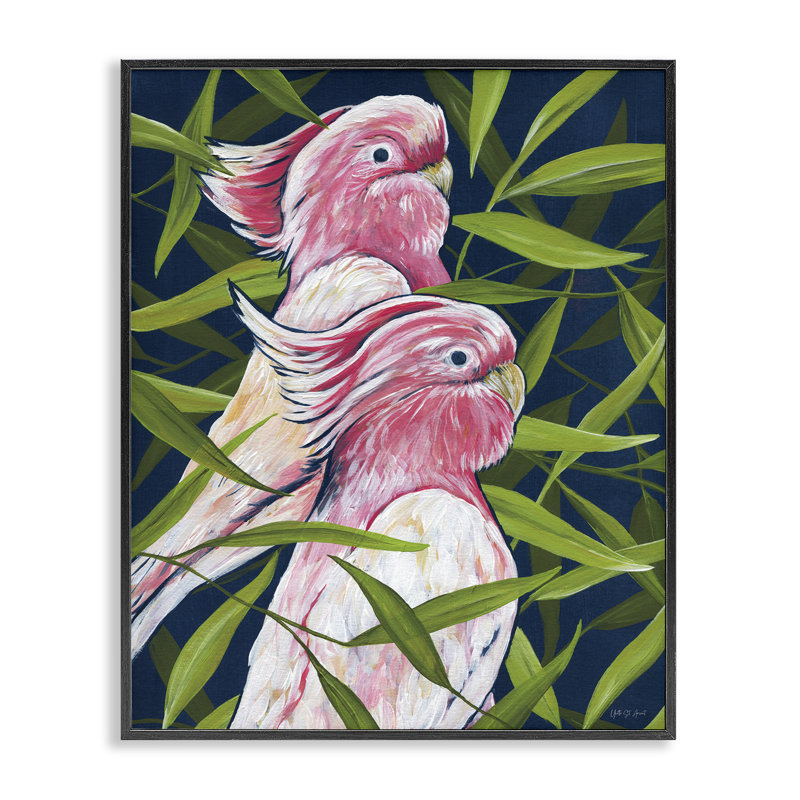  Art tropical, estampe numérique de cacatoès par Yvette St. Amant, H 30 po x l 24 po, Giclée encadrée noir minuit