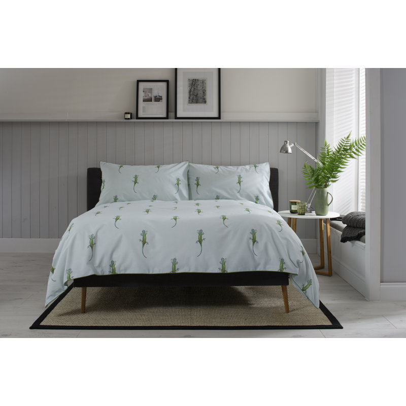 Cotton Block Print Duvet Cover Set with Pillowcases, Double - 2 Standard Pillowcases