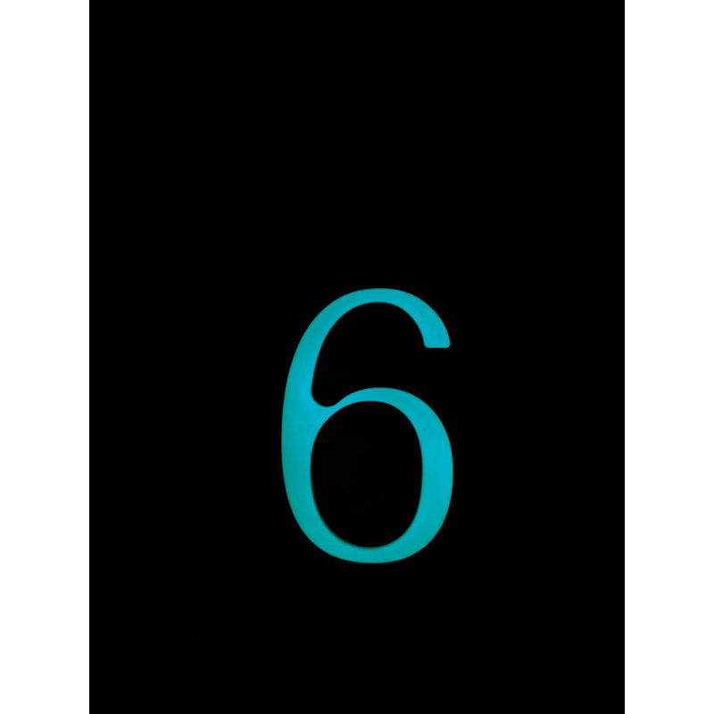 Numéro de maison à fixation en surface 6 po H, Turquoise, 6