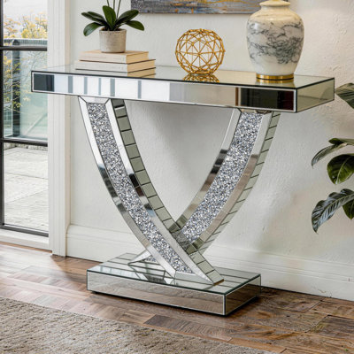 Console en verre à miroir 39,4 po Amla