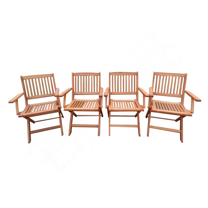 Ensemble de salle à manger de patio pliable, 4 chaises pliantes, intérieur et extérieur universel, teck