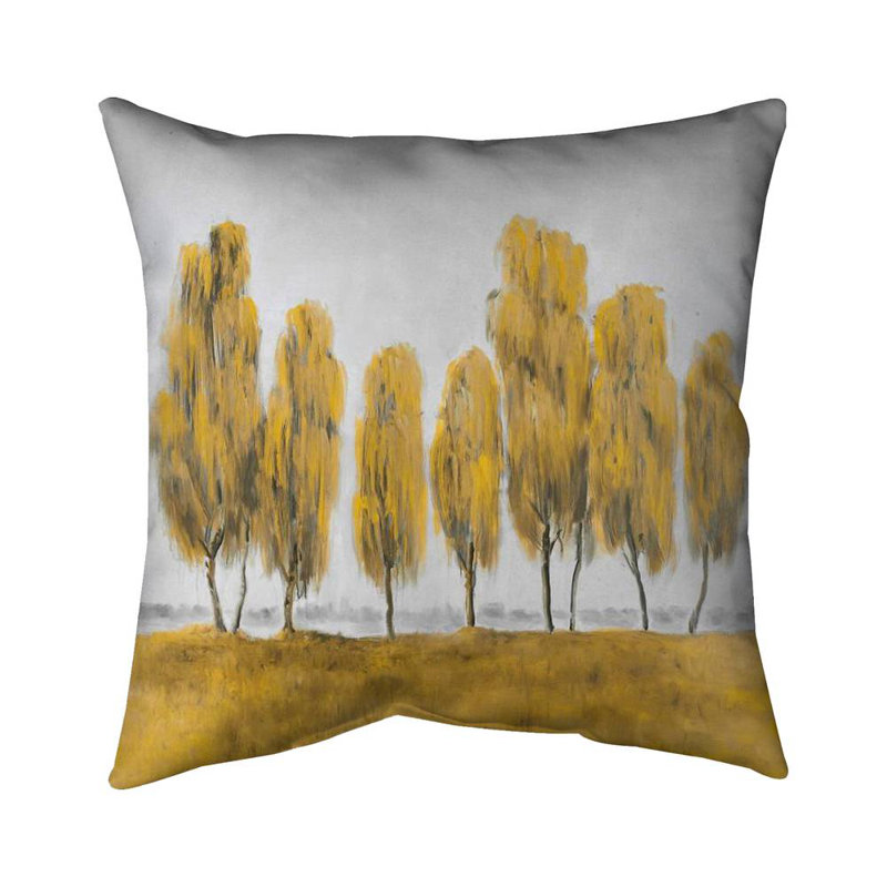 Seven Abstract Yellow Trees - Contemporary – Throw Pillow Cover Only, Double-Sided Print, Insert Not Included