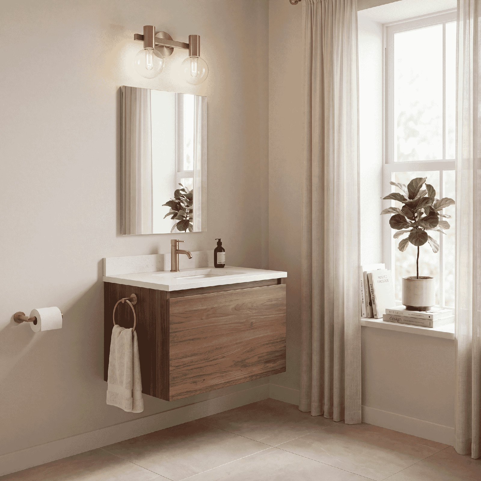 Sanu 2-Light Bath Sconce, Brass