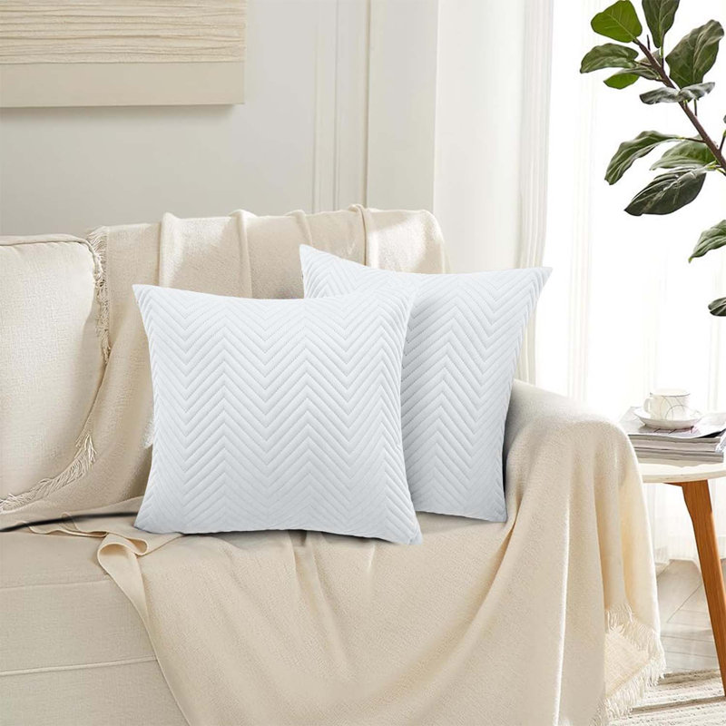 Chevron Square Cushion Pad, White