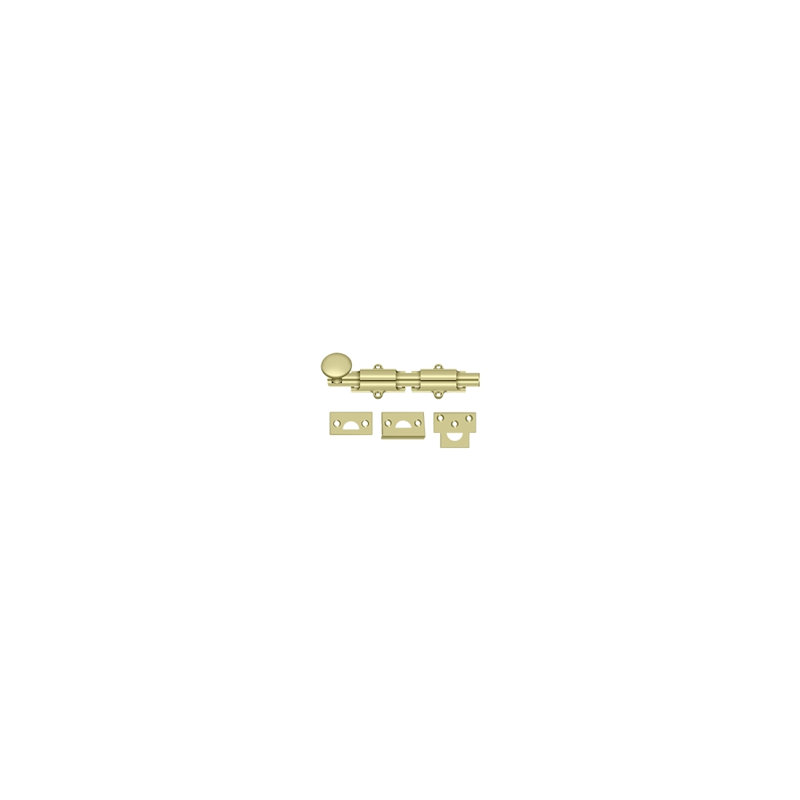 Deltana 6SB3-UNL 6" Surface Bolt; Heavy Duty; Unlacquered Bright Brass Finish