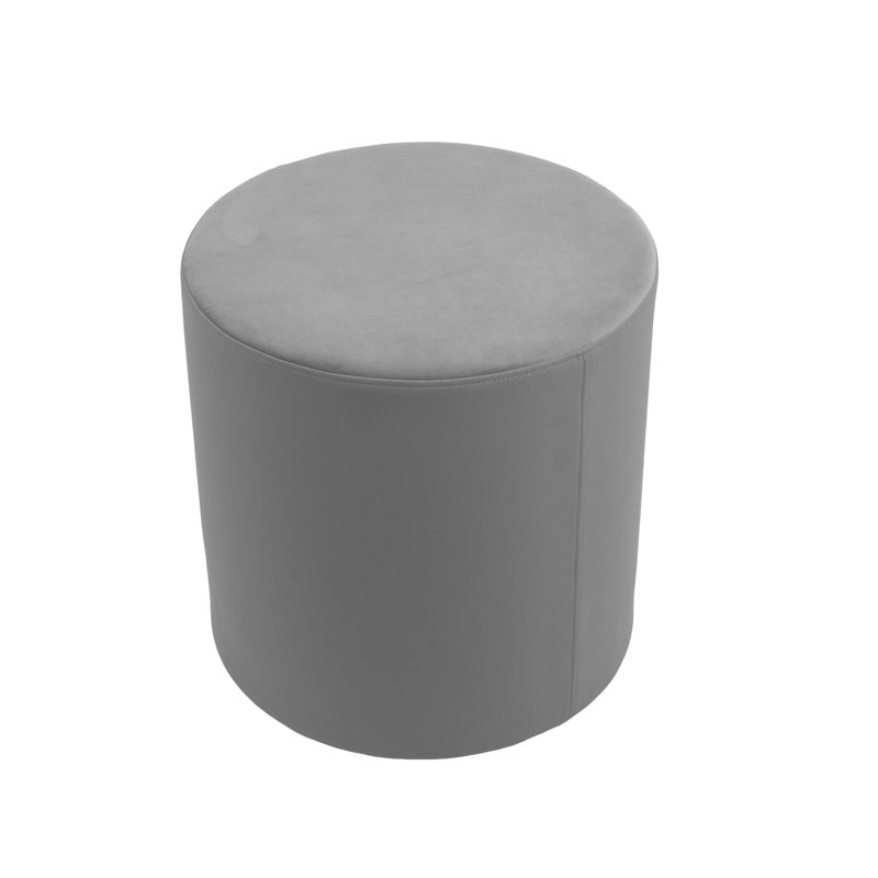 18 inch Round Everyday Two-Texture Microfiber + Vinyl Ottoman, 19 inch Height, Gray