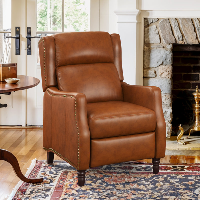 Fauteuil inclinable en cuir véritable Doersten Lange, Chameau