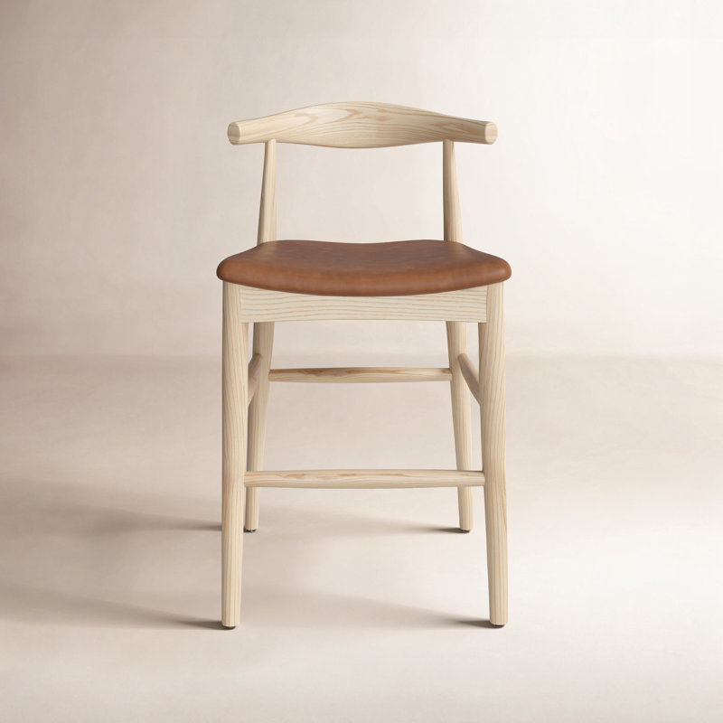 Tabouret de bar et de comptoir en cuir Ardo, Tabouret de comptoir (siège d'une hauteur de 24 p, Naturel