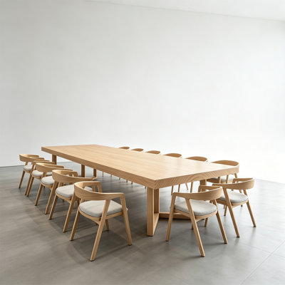 Modern Solid Wood Conference Table – Large Rectangular Meeting Table with Sturdy Durable Frame for Office & Home Use
