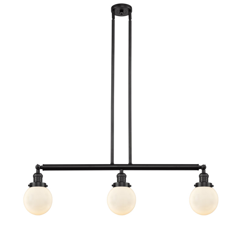 Clementina 3 - Light Kitchen Island Pendant, Matte White Cased, 6 Watt Vinage LED Bulb, Oil Rubbed Bronze