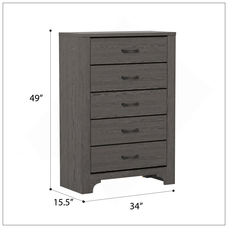 Brown 5-Drawer Chest