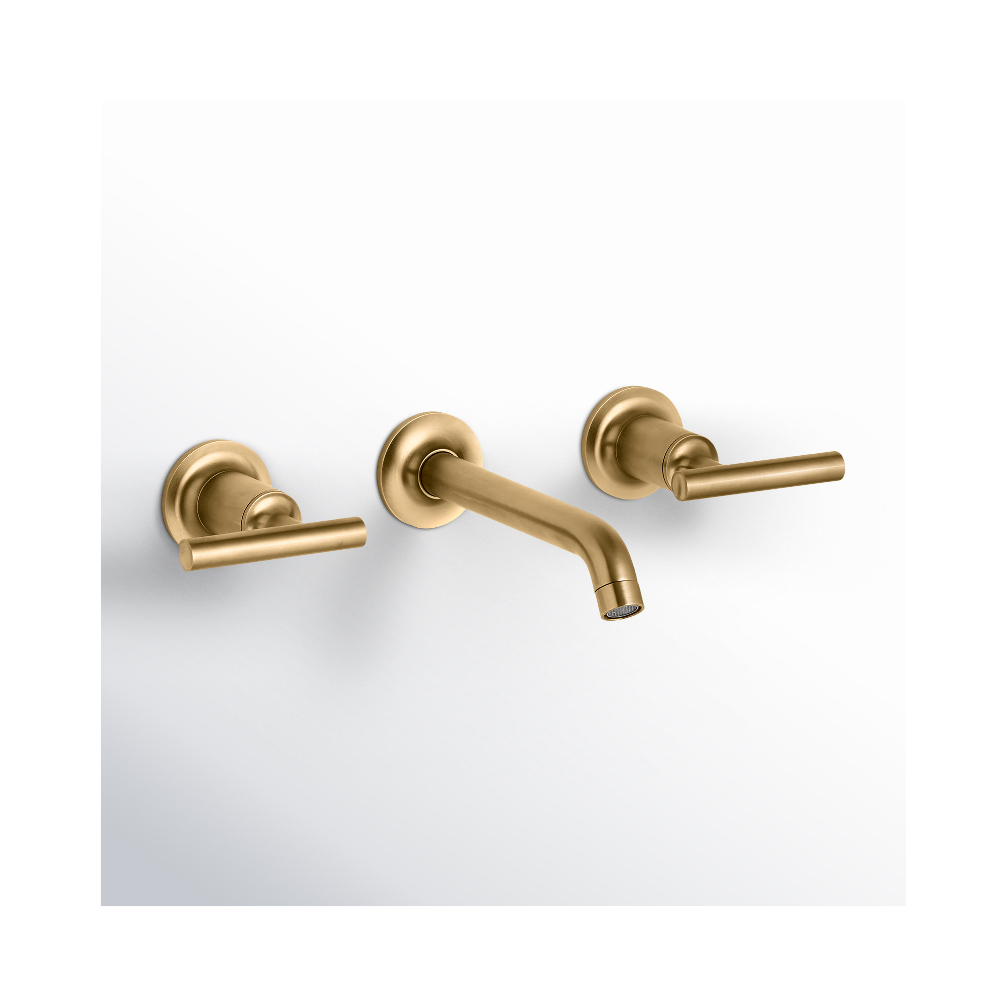 Purist Wall-Mounted Bathroom Faucet, Vibrant Moderne Polished Gold, Lever Handle