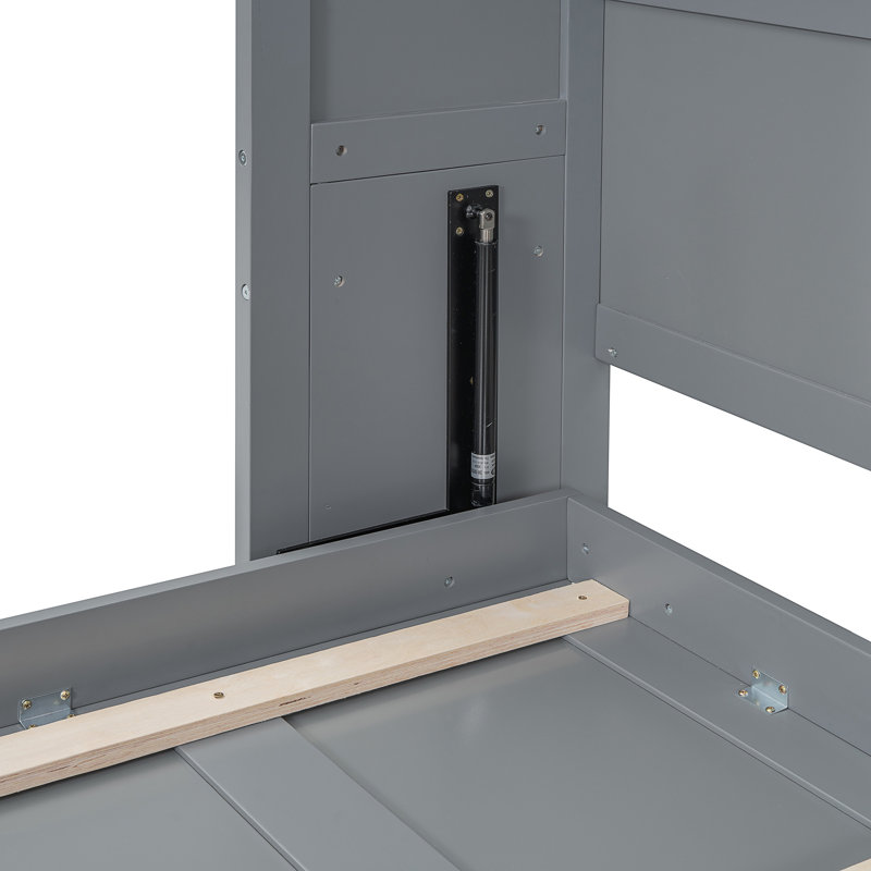 Lit escamotable mural Murphy avec tablettes supérieures et USB, Gris