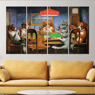 Printed Canvas: Dogs Playing Poker by Cassius Coolidge,4P Wrapped Canvas