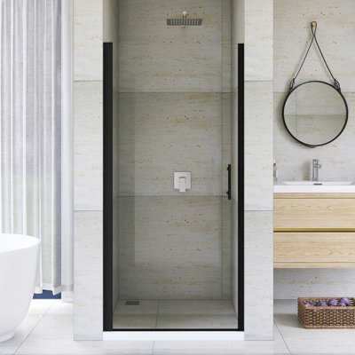 Porte de douche pivotante à cadre en aluminium 34 po x 72 po au fini noir mat