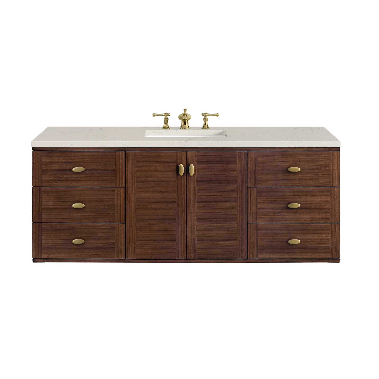 Aliza 60" Carrara Marble Single Bathroom Vanity, Siberian, 8" Widespread