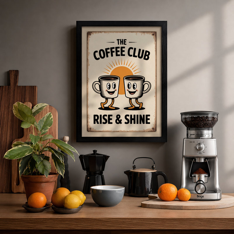 The Coffee Club Retro - Framed Print, Black, A3 - 42.0 x 29.7 cm