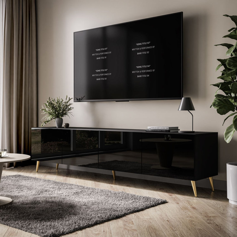 Unfinished TV Stand for TVs up to 58", Black/Gold