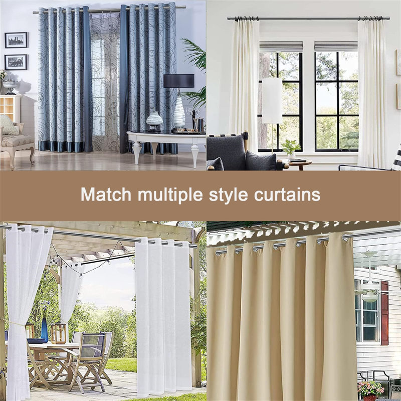 Girolamo Silver Adjustable 76cm to 198cm Single Curtain Pole