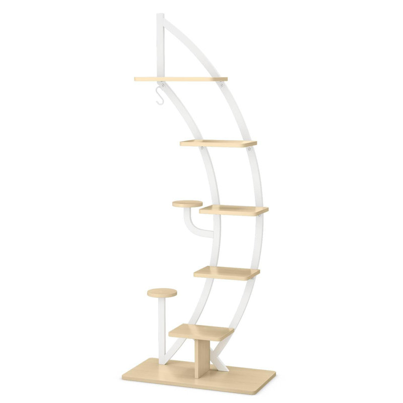 Nathasha Plant Stand, White/Natural