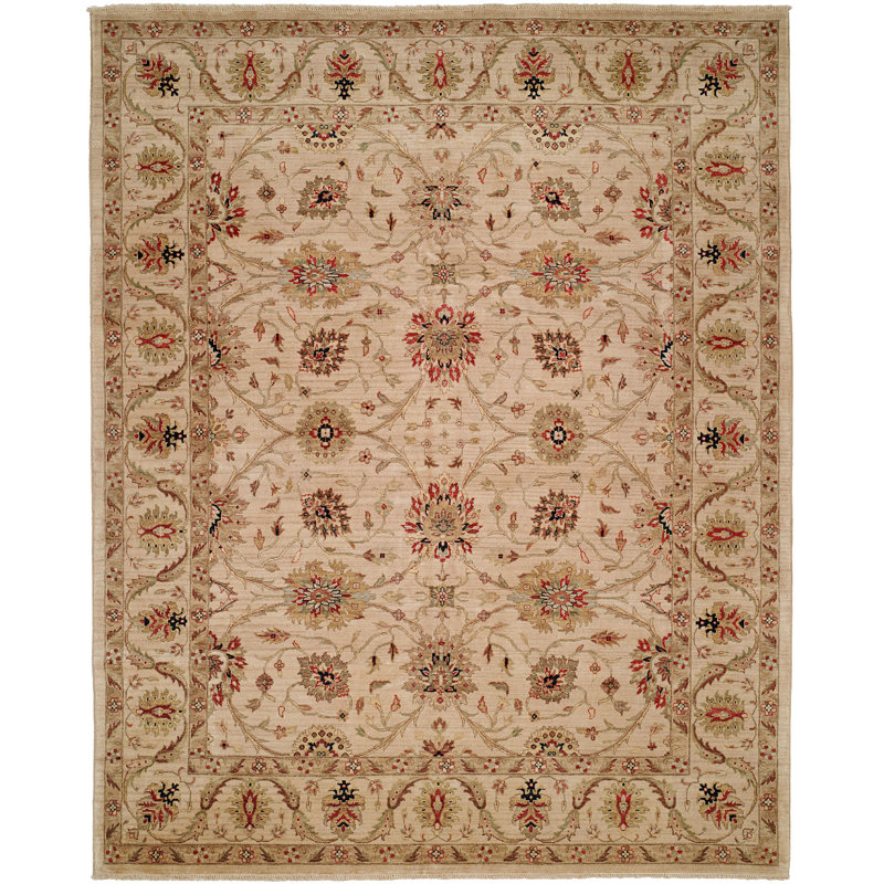 Wilhelmine Wool Oriental Area Rug in Ivory, Runner 2'6" x 10'