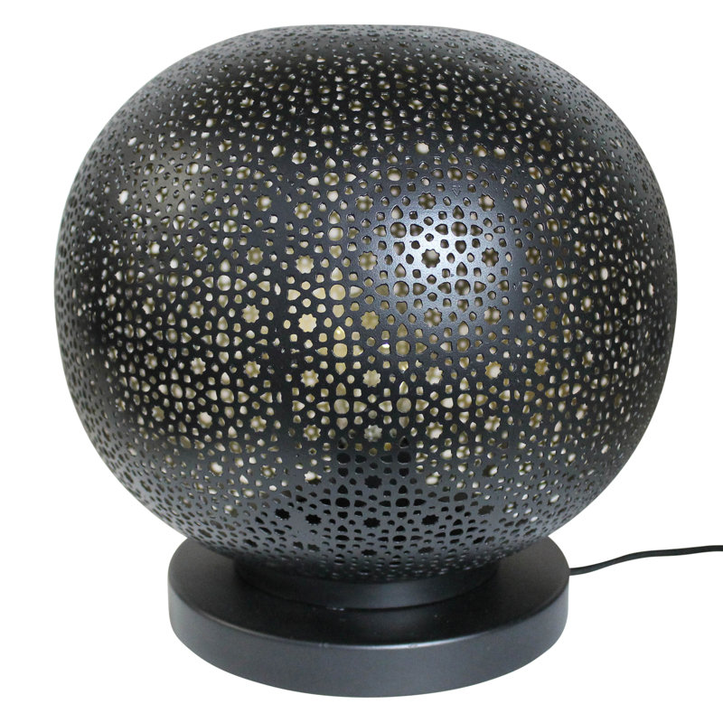 Luminaire de table globe perforé, noir
