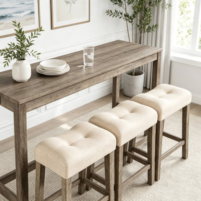 Ensemble de table de bar 4 pièces avec prise électrique et tabourets rembourrés