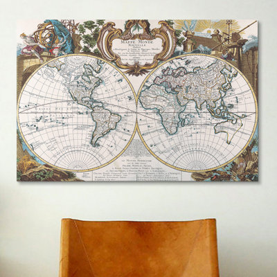 Carte antique du monde antique - impression d'art graphique sur toile