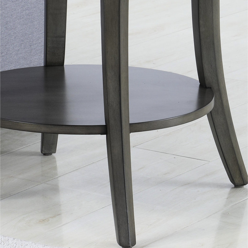 Table basse ovale grise - Style avec bois de bouleau et étagère supplémentaire, Gray