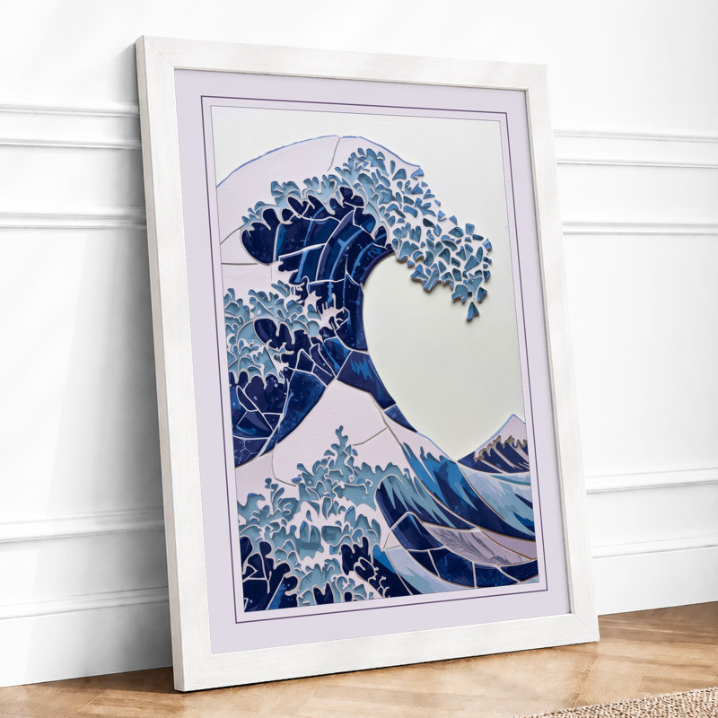 The Great Wave Japandi - Print, A1 - 84.1 x 59.4 cm, White