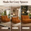 Causeuse en sherpa de 49,6 po de largeur avec accoudoirs et capitonnage en mousse - Orange-470384859