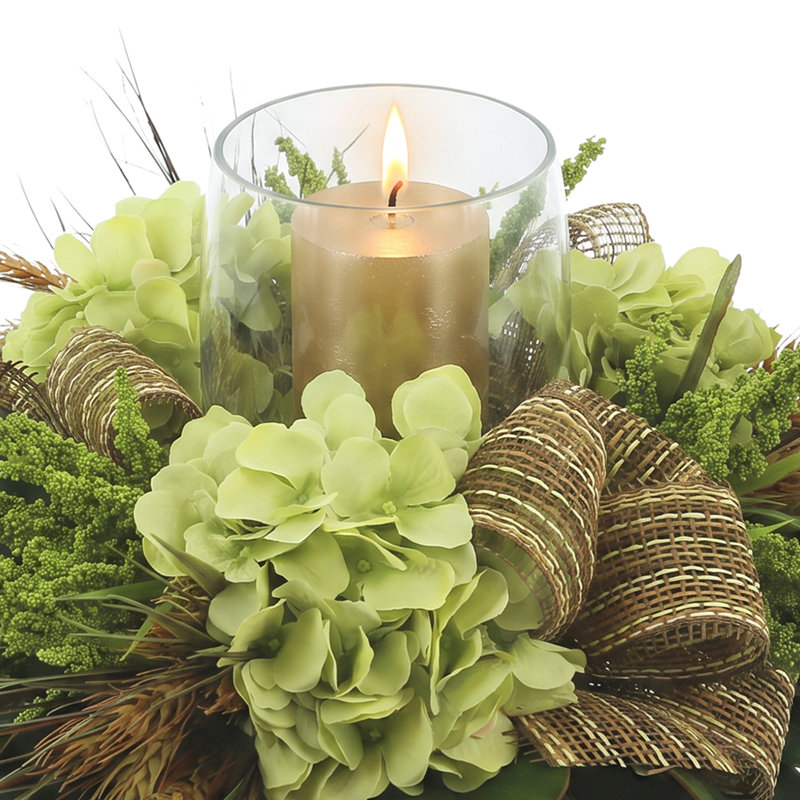 Hydrangea and Magnolia Leaf Centerpiece