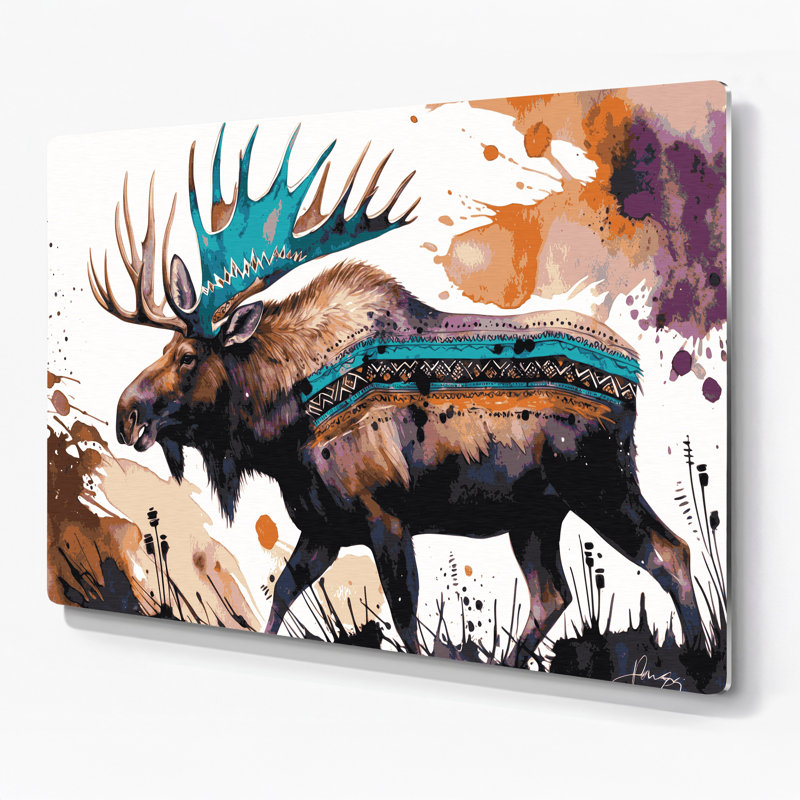 «Southwestern Animals Moose» 38, art mural en métal gris, H 132 po x l 168 po x P 0,05 po