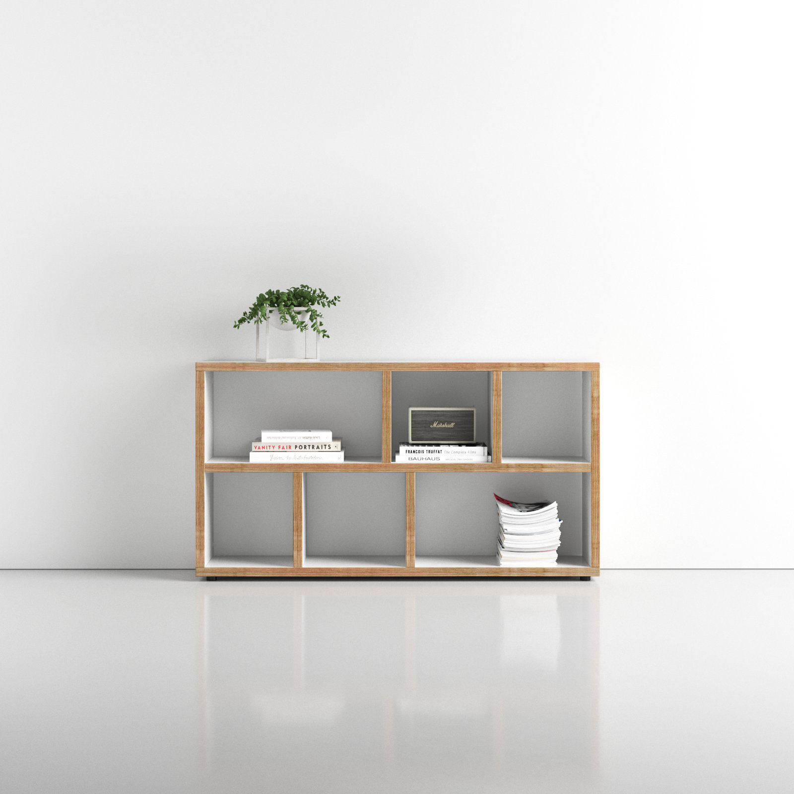 Stetson 59" Bookcase, Pure White/Plywood