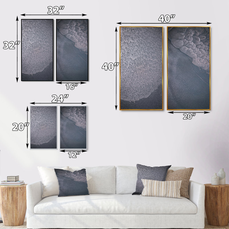 «Luxury Grey», impression sur toile 2 pièces, H 32 po x l 32 po x P 1 po, Cadre flottant doré
