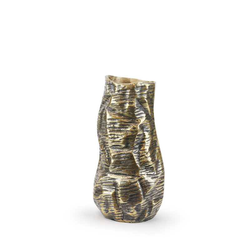 Metal Table Vase, 11.8" H x 6.3" W x 6.3" D, Gold