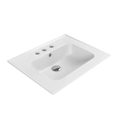 Lavabo de salle de bain rectangulaire en céramique avec trop-plein 18,5 po CeraStyle