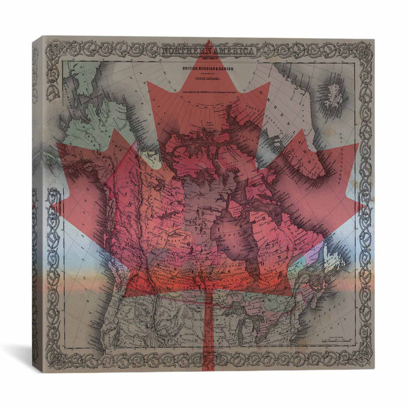 1855 - Colton Map of British of Canada # 4 - Reproduction d'art graphique sur toile, H 37 po x l 37 po x P 1,5 po