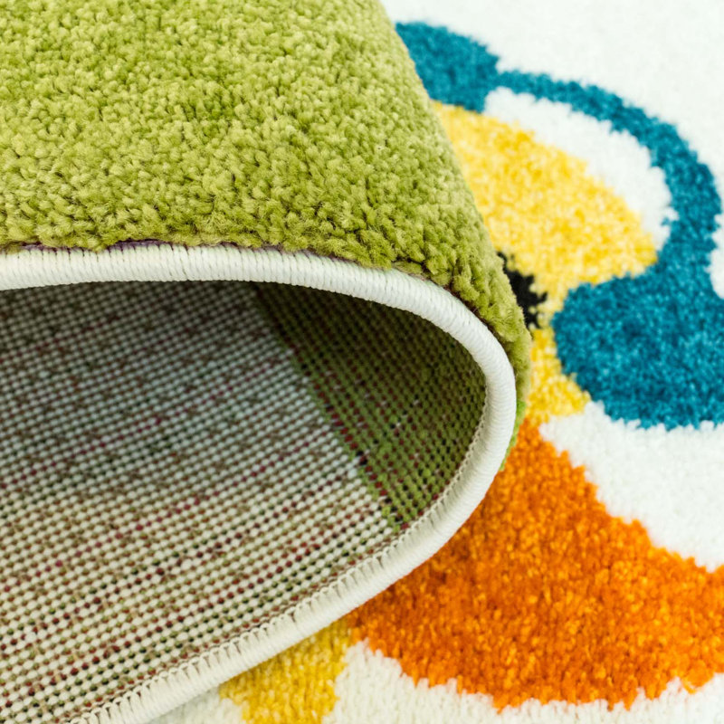 Tapis rouge / jaune / vert à motif géométrique Howton, Rectangle 6 pi 3 po x 9 pi 3 po