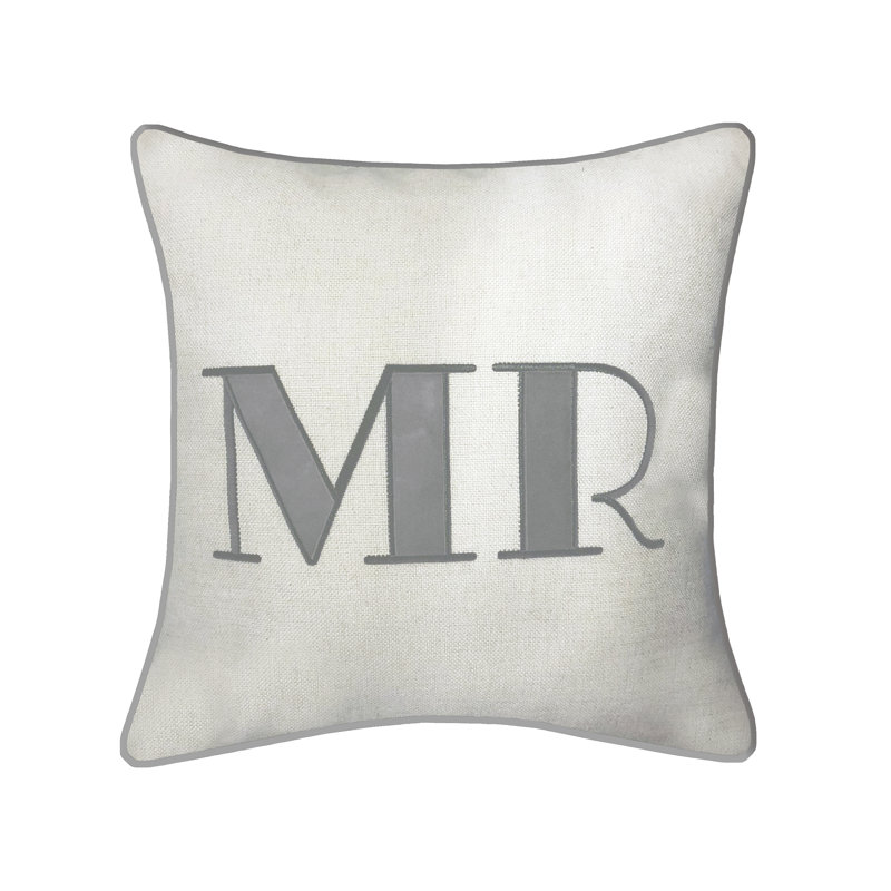 Edie@Home Embroidered Reversible Throw Pillow, Gray, Mr