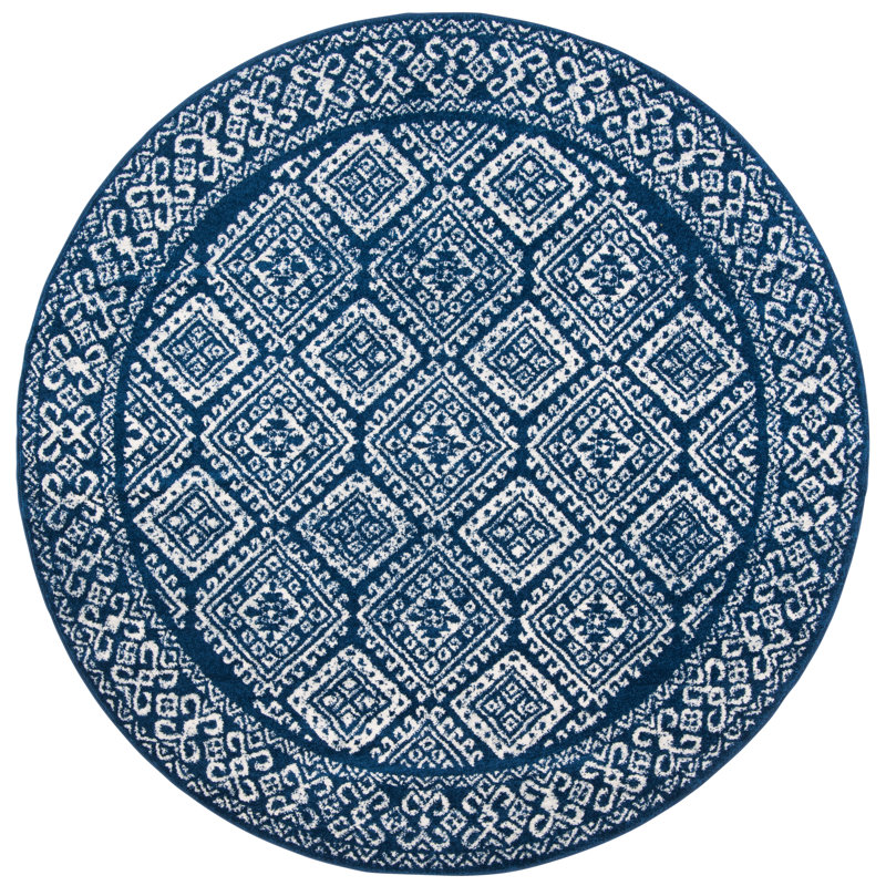 Tapis bleu marine / ivoire Callista, Rond 12 pi